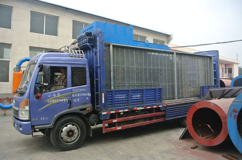 網帶式連翹烘干機上料輸送和熱風爐裝車